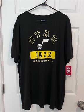 Utah Jazz NBA Short Sleeve Shirt 2 XL Men's Black T Shirt Yellow NBA XXL NEW